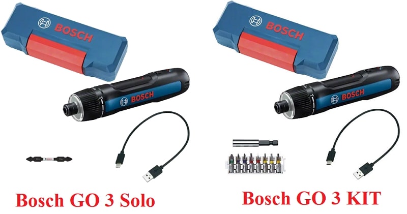 Bộ sản phẩm máy bắn vít Bosch GO 3 Solo và Bosch GO 3 Kit