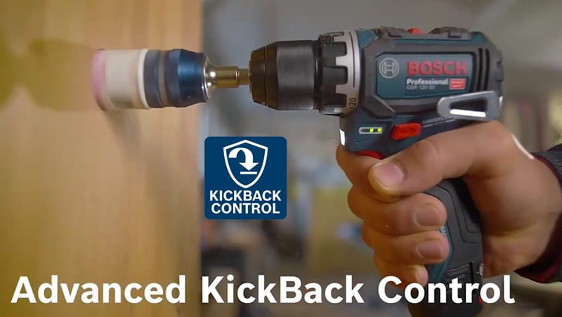 Máy có tính năng Advanced KickBack Control đảm bảo an toàn khi khoan