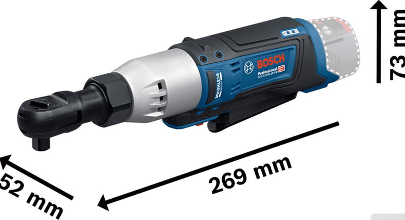 Bosch GRC 12V-60 Solo mang thiết kế nhỏ gọn, kiểu dáng đầu khẩu vuông góc