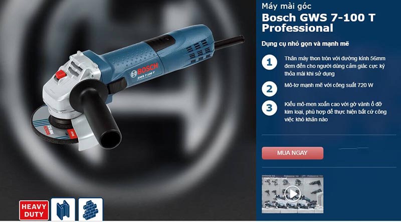 Bosch GWS 7 100T thiết kế tiện dụng, thông minh