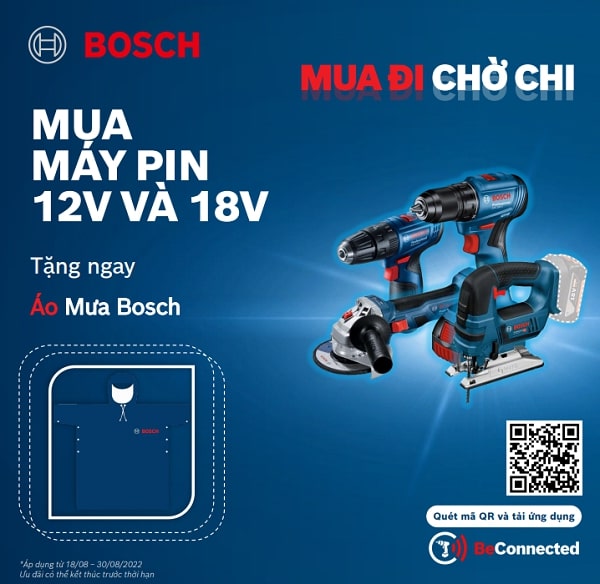 Mua máy pin 12V và 18V - Tặng ngay áo mưa Bosch
