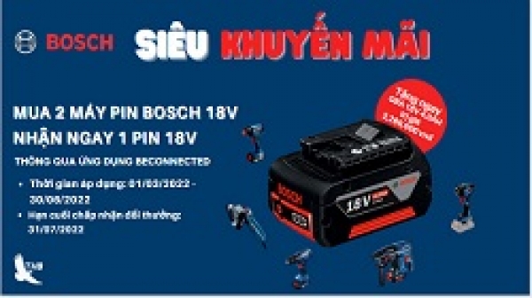 [KHUYẾN MÃI HẤP DẪN] Mua 2 máy pin Bosch 18V nhận ngay 1 pin 18V